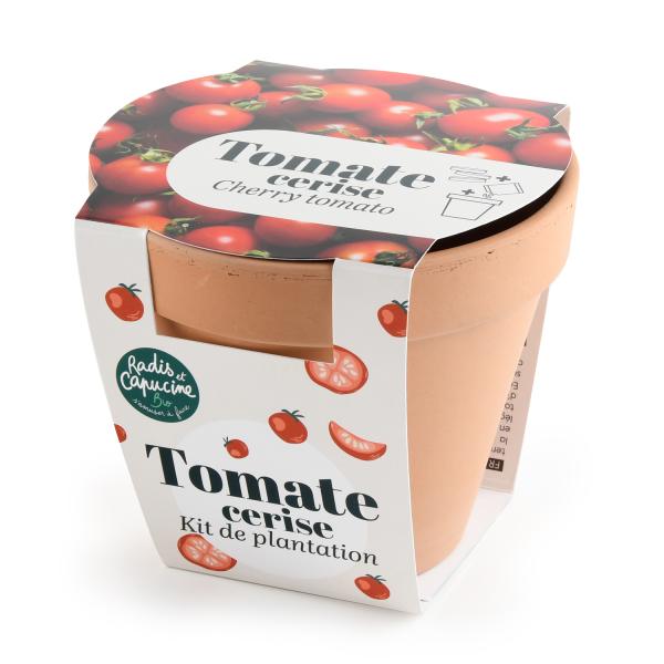 Radis et Capucine - Kit Tomate Cerise Bio - Pot en Terre Cuite - 13 cm - MEDIA_3D